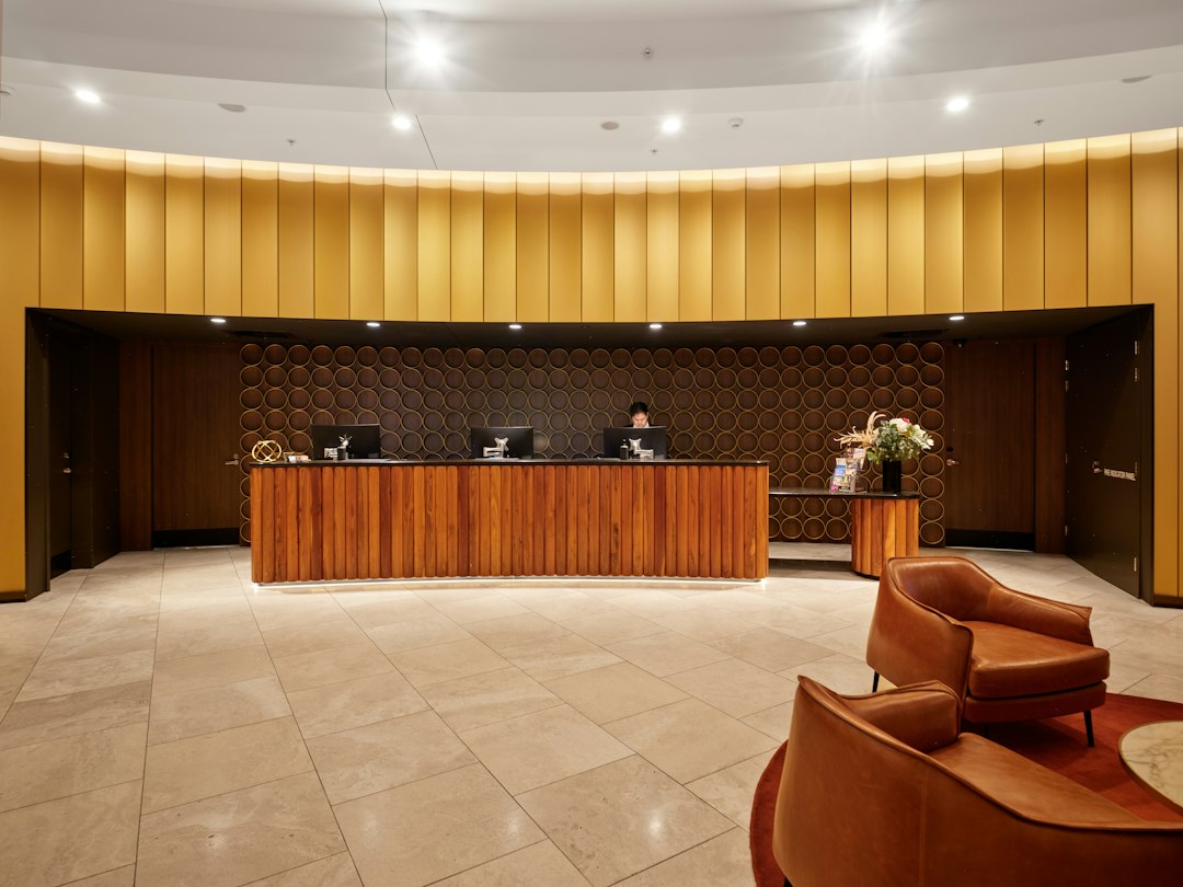 Contemporary hotel reception desk