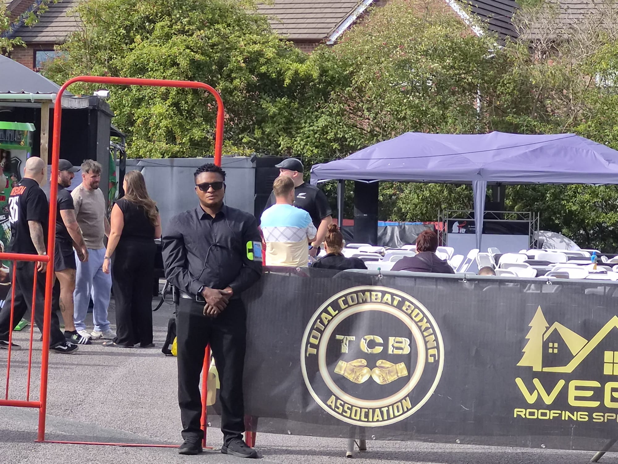 Security professional on duty at a boxing event